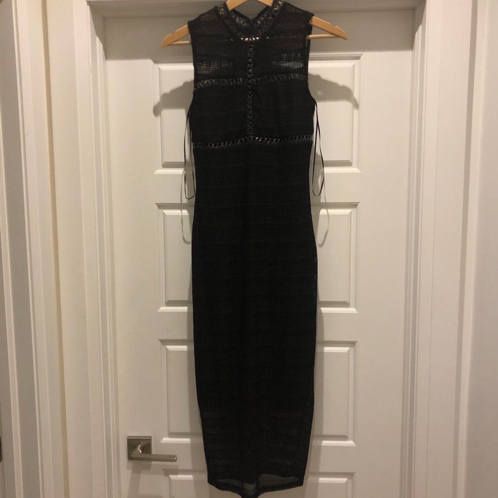 Misguided black midi dress in size 8